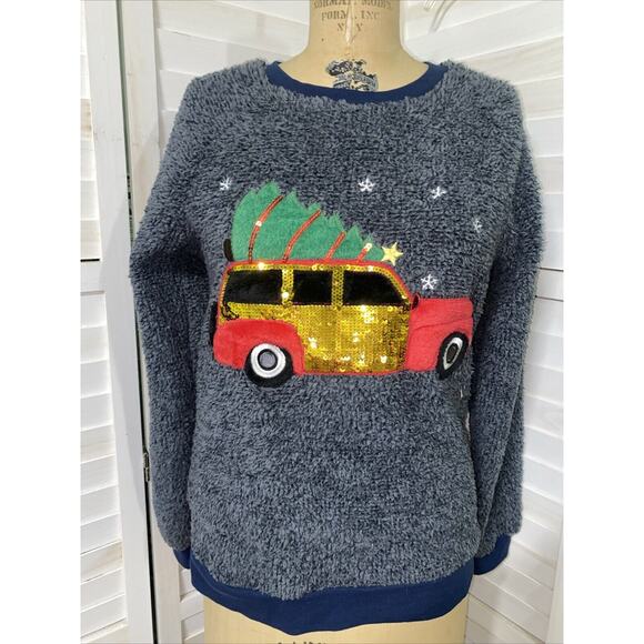 Secret Treasures Gray Plush Sherpa Fleece 2 Piece PJ Set Winter Sz Large - Picture 2 of 9